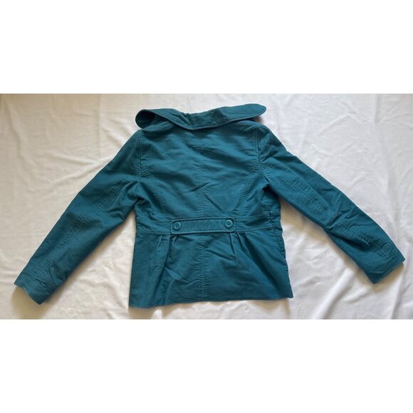 Pre-Loved L.L. Bean Womens XS Petite Teal Button-Up Cotton Jacket With Collar - Picture 7 of 7